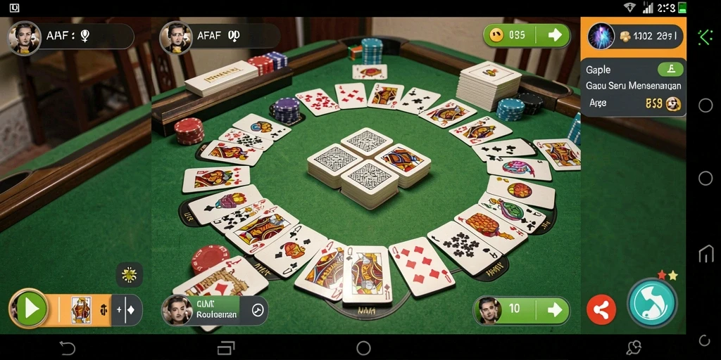 Tampilan gameplay seru dalam aplikasi AFAF yang menggambarkan permainan Gaple.