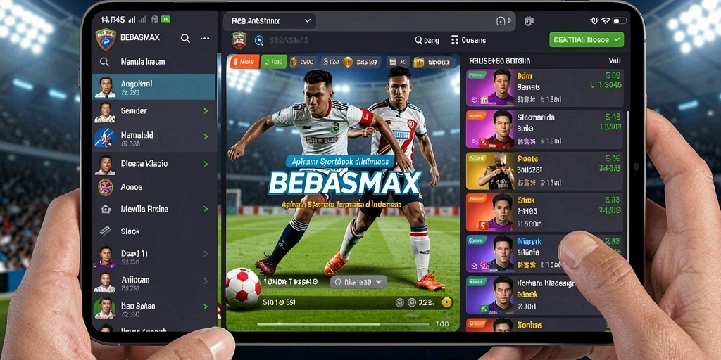Tampilan aplikasi BEBASMAX dengan fitur Sportsbook yang menarik.