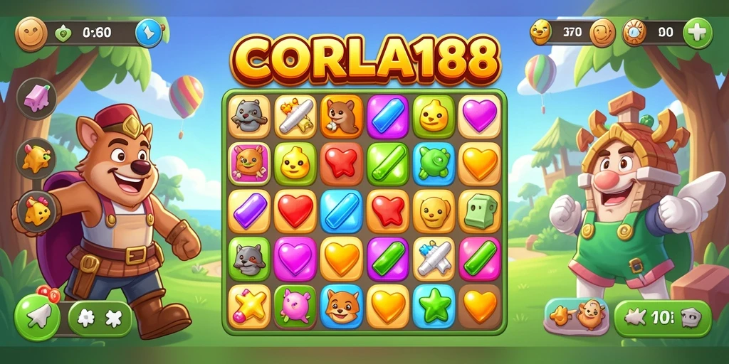 Screenshot utama CORLA188 menampilkan gameplay seru Match-3.