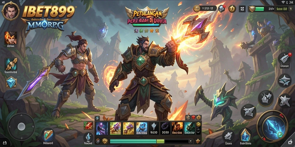 Menampilkan aksi seru dalam gameplay IBET899 MMORPG.