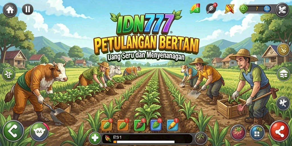 Screenshot gameplay IDN777 menampilkan aktivitas bertani yang seru dan menyenangkan.