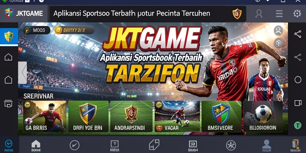 Tampilan screenshot utama JKTGAME menunjukkan antarmuka pengguna yang menarik dan informatif.