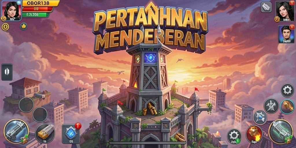 Tampilan gameplay OBOR138 yang menegangkan dalam pertahanan menara.