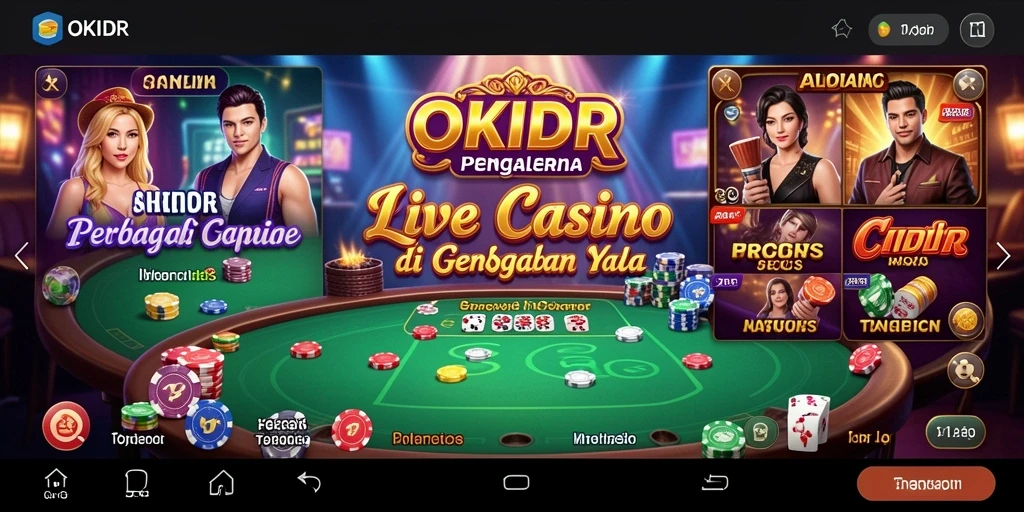 Tampilan utama OKIDR dengan dealer langsung dan meja permainan.