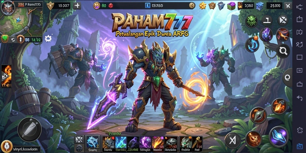 Screenshot PAHAM777 menampilkan aksi pertempuran seru dalam dunia fantasi.