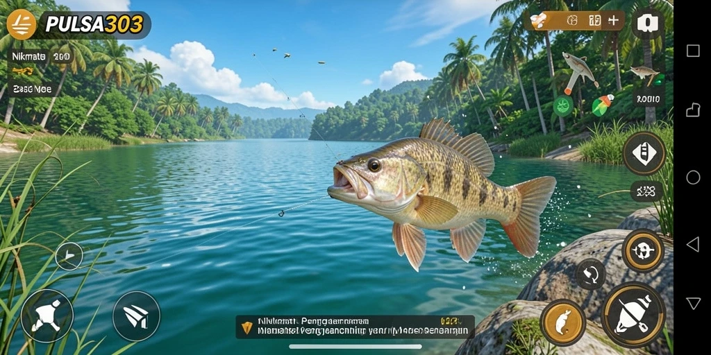 Tampilan gameplay seru dan menantang dalam PULSA303 saat memancing.