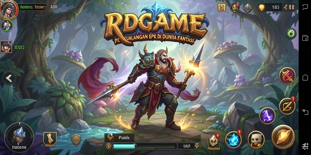 Screenshot RPGAME menampilkan pertarungan seru dalam dunia fantasi.