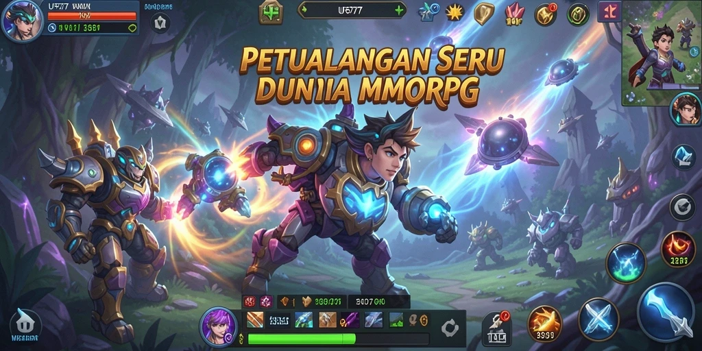 Tangkapan layar gameplay UFO777 menampilkan pertempuran seru antar pemain di dunia MMORPG.