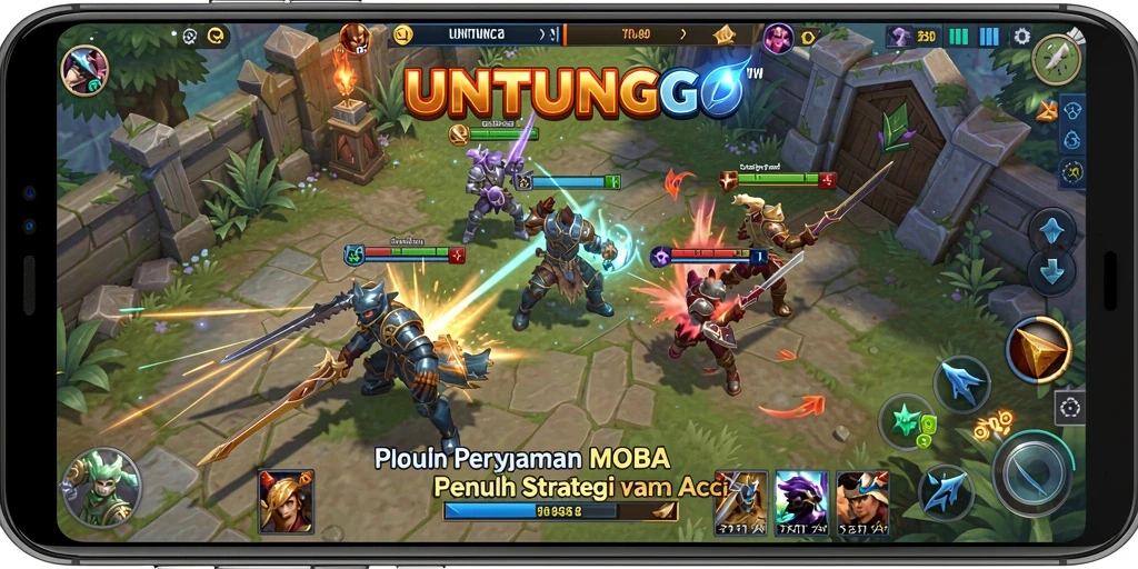 Tampilan gameplay seru di UNTUNGGO dengan strategi mendalam dan karakter unik.