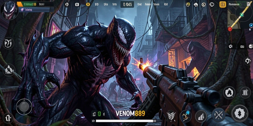 Tampilan menarik dari gameplay VENOM889 dalam pertempuran TPS.